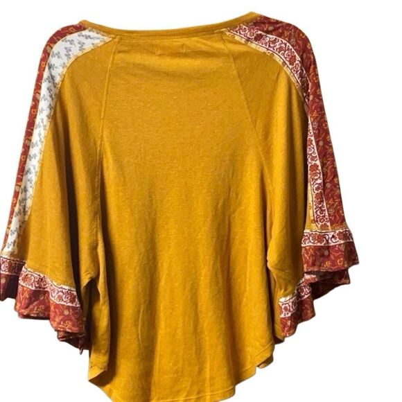 Cropped mustard yellow boho flared 3/4 sleeve autumn fall colors - Picture 15 of 15